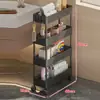 Prateleira de Armazenamento Traseira para Porta de Banheiro Armário de Armazenamento de Chão para Espaço Estreito no Banheiro Carrinho Pequeno Multicamadas Ultrafino para Espaço do Vaso Sanitário