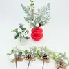Decorações de Natal Personalizadas de Fábrica Flores de Natal Artesanato Galhos de Pinheiro Pinhas Palitos Enfeites de Natal Buquês