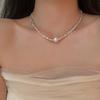 Collar con colgante de perla de diseño pequeño para personas mayores, cadena de cuello de lujo ligero, accesorios para mujer, cadena decorativa para la clavícula de parejas y novias