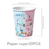 Vajilla temática de bautizo de mezclilla rosa y azul transfronteriza, platos de papel, vasos de papel, mantel, pancarta, decoración para el primer cumpleaños del bebé