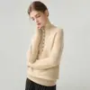 Nuevo Suéter de Punto Grueso Casual Suelto de Cachemira para Mujer con Cuello Medio Alto Simple para Commuting Otoño/Invierno