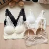 Sutiã estilo francês com decote V e costas nuas em renda, top tubinho acolchoado fixo sem aro, push-up para seios pequenos, roupa íntima base respirável