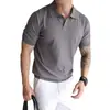 Camisa Polo de Cor Sólida Gola V Manga Curta Malha Masculina Verão Nova Camiseta de Negócios Tendência Slim Fit Versátil Top Casual