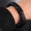 Pulsera de acero de titanio tejida explosiva de cuero cuero hecha a mano para hombre pulsera de acero inoxidable pulsera salida de fábrica