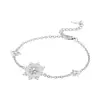 Pulsera de Estrella de Ocho Puntas de Cobre Blanco Nuevo Estilo Transfronteriza Placa de Estrella Personalizada Incrustada con Piedras Joyería de Mano Versátil de Moda para Mujeres