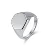Anel de aço de titânio com selo hexagonal estilo neutro INS Cool para homens e mulheres, superfície de brilho simples, design geométrico avançado