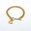 Moda Europeia e Americana Aço Inoxidável Hip-Hop Colar Pulseira para Mulheres Pingente de Aço Titânio Coração 18K Fecho Ot Corrente Cubana Colar para Mulheres