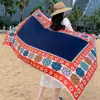 Novo Lenço Estilo Étnico Flor Vermelha Feminino de Verão Protetor Solar Xale Manto de Viagem Yunnan Dali
