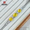 Pulsera de Cabujón de Girasol de Calcedonia Blanco Hielo con Incrustación Completa de Diamantes Plateados en Cobre y Ágata, Nueva Pulsera Exquisita de Lujo Ligero Estilo Chino