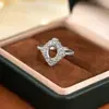 Anillo de Plata de Ley S925 de Lujo Ligero con Incrustaciones de Diamantes para Mujer, Base para Anillo DIY con Incrustación de Piedra Principal 6x8mm