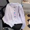 Recomendado para Coleção Pessoal~ Cardigan de Tricô Redondo com Manga Longa e Pedrarias para Mulheres, Novo Estilo Primavera e Outono 2026, Suéter Casaco Macio e Moderno