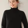 Suéter de cachemira Bai Cai Rong 2026 para mujer con mangas raglán, diseño de cuello alto y un ajuste holgado, suave y cómodo