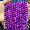 Serie Morada Piedra Natural Cuentas Redondas Amatista Soñadora Cuentas Sueltas Ágata de Vidrio Morado Sintético K9Diy Accesorios para Joyería