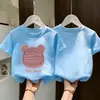Camiseta de Manga Corta de Algodón Puro para Niñas 2026 Moda de Verano Top Estampado Camisa Base Holgada y Versátil Elegante para Niños