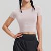 Roupas de ioga femininas verão justas emagrecimento umbigo exposto sexy manga curta camiseta corrida esportes treinamento profissional fitness top