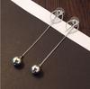 E465 joias coreanas estilo europeu e americano simples temperamento metal bola pingente longo tassel brincos orelha joias atacado