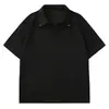 Camisa polo de verano transfronteriza nuevo estilo estilo old money para hombre con textura fresca, estilo high street americano, camiseta de manga corta con cuello para hombre