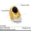 Acero Inoxidable Chapado en Oro de 18K, Anillo Vintage con Gema Ovalada, Diseño de Nicho, Perla de Imitación, Turquesa, Joyería de Mano de Acero de Titanio