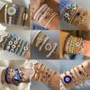 Pulsera Set Ojo Turco Personalidad Bohemia Transfronteriza Sentido del Diseño Cuentas Redondas Ojos Pulsera Apilada Multicapa