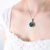 Collar redondo retro con piedra de cristal blanco esmeralda, color opcional, cadena de clavícula, acero de titanio de 18 quilates, joyería para niñas