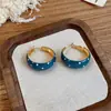 Pendientes Redondos de Lunares con Aceite Goteante Estilo Ins Coreano Moda Retro Sentido de Alta Gama Diseño de Brazalete para Oreja Pendientes de Nicho para Mujeres