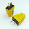Plugue de dois pólos fixo de dois pinos conector plano plugue amarelo cola macia 16A nova peça única de cobre grosso anti-queda