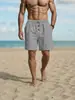 Pantalones Cortos Deportivos de Lino para Hombre de Ajuste Holgado Estilo Americano Moda Playa Casual Lavados Abotonados de Cinco Pulgadas Amazon Transfronterizo