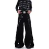 Pantalones de trabajo estilo americano de calle con múltiples bolsillos, unisex, negros, para otoño, pantalones de baile hip-hop, marca de moda con un diseño único, pantalones de mezclilla