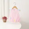 Mameluco dulce de hombros anchos para bebé y niño pequeño, verano super lindo estilo coreano bebé niña sin mangas capullo de flor triángulo mameluco