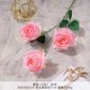 Ramo de Rosas Similares al Melocotón de 3 Cabezas, Flor de Seda Artificial, Arreglo Floral de Plástico, Arreglo para Boda, Decoración para Sala de Estar