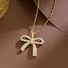 Novo Colar Super Brilhante com Laço de Diamante para Mulheres Luxo Acessível Francês Design de Nicho Estilo Cool Corrente de Clavícula Versátil