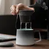 Taza de Agua de Cerámica Elegante Zen Taza de Alta Calidad con Tapa Taza Doméstica con Filtro Separador de Agua y Té Taza Personal para Oficina