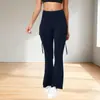 Moda Feminina Europeia e Americana Transfronteiriça Amazon 2026 Calça de Yoga Tendência Cor Sólida Cintura Alta com Bolsos para Mulheres