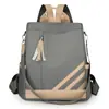 Mochila Antirrobo para Mujer 2025 Nueva Moda Bloqueo de Color Mochila de Cuero Suave para Viajes Urbanos Bolsa Escolar Multiusos