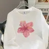 Damas 100% algodón estampado floral retro manga larga cuello redondo