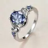 Anillo Princesa Morado Incrustado Nuevo Más Vendido Anillo Ovalado Retorcido Europeo y Americano Fabricante de Origen Venta al por Mayor