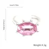 Anillo ovalado abierto de lujo ligero europeo y americano incrustado de diamantes, anillo dulce versátil de dopamina para el dedo índice, joyería nicho de alta gama