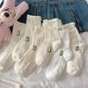 Meias Brancas Femininas de Verão 100% Algodão Fofas Meias JK Japonesas Renda Mary Jane com Sapatos Pequenos de Couro Meia de Cano Médio Absorventes de Suor