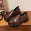 Mocasines retro de plataforma estilo británico para mujer, nueva colección primavera/otoño 2026, perfectos con faldas, estilo slip-on