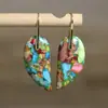 Aretes Colgantes de Pétalo de Piedra Imperial Natural para Mujer Exquisitos Pendientes Pendientes de Piedra Colorida pendientes
