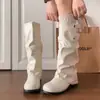 Botas Empilhadas Retrô Botas Martin com Solado Grosso Femininas 2026 Novas Botas de Moda Outono Pessoa Baixa Botas Longas