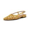 Sandalias Tejidas a Mano Artísticas Transpirables de Tira Fina con Tacón Bajo Grueso Puntiagudas Vacías para Mujer Talla Grande 42 Verano 2024