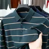 Camisa Base Nova Estilo Outono/Inverno Gola Reversível Manga Longa Listrada Tingida em Fio Solta Plus Size Estilo Pai