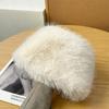 Gorro Relleno para Mujer, Versátil en Otoño e Invierno, Gorro Mongol, Cálido Gorro de Lana Tejida de Piel de Conejo, Gorro de Pescador de Piel Sintética a Prueba de Frío