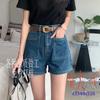 Shorts Jeans Lavado Retro Azul Modelo A Feminino Verão 2024 Novo Tremolo Pequeno Livro Vermelho Geração de Fornecimento