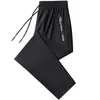 Calças de Seda de Gelo de Nylon L-8XL Elásticas de Verão Casuais Respiráveis Calças Esportivas Calças de Perna Reta Tamanho Grande Calças Pequenas