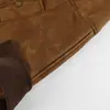Chaqueta de Pana Patchwork de Gamuza Estilo Piloto para Mujer Otoño e Invierno Retro Americano Ajuste Delgado Terciopelo Mate Ropa de Abrigo para Mujer