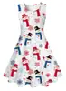 Vestido Casual Sem Manga com Estampa Digital 3D de Boneco de Neve Fofo de Desenho Animado para Festa de Natal Europeia e Americana Transfronteiriça