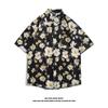 Camisa vintage estilo Hong Kong com estampa havaiana completa e manga curta, camisa vintage com flora para homens e mulheres, camisa de praia para casal yuppie tailandês