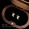 Pendientes Simples Pequeños de Luna y Estrella Franceses de Lujo Ligero Elegantes de Circonita Moda Distintiva Pendientes Libres para Dormir
